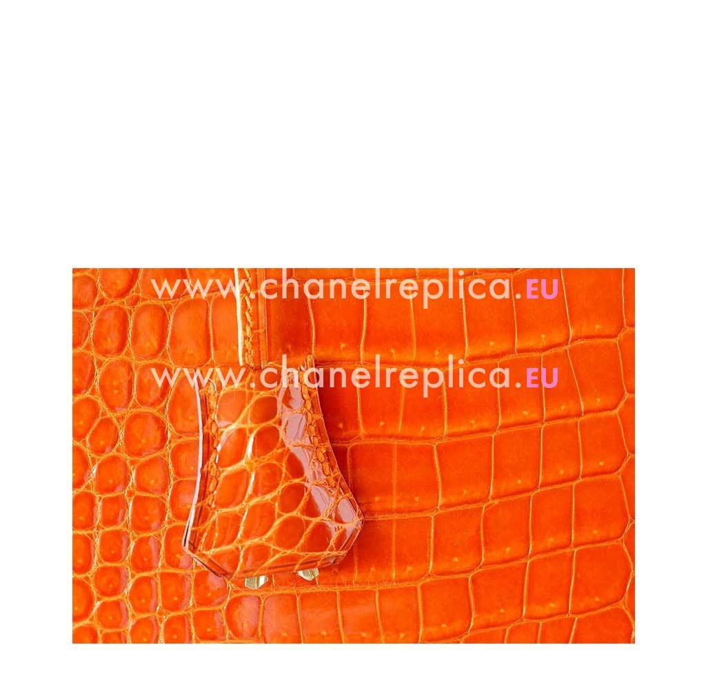 Hermes Kelly 32cm Orange Porosus Crocodile Gold Hardware handbag HK1032CRE