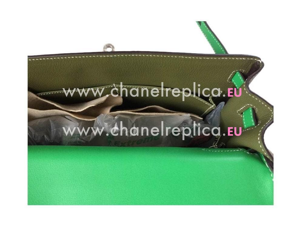 Hermes Kelly 32 Tri-Color Ostrich Clemence Leahter Palladium Handware Handbag HK1032TTG