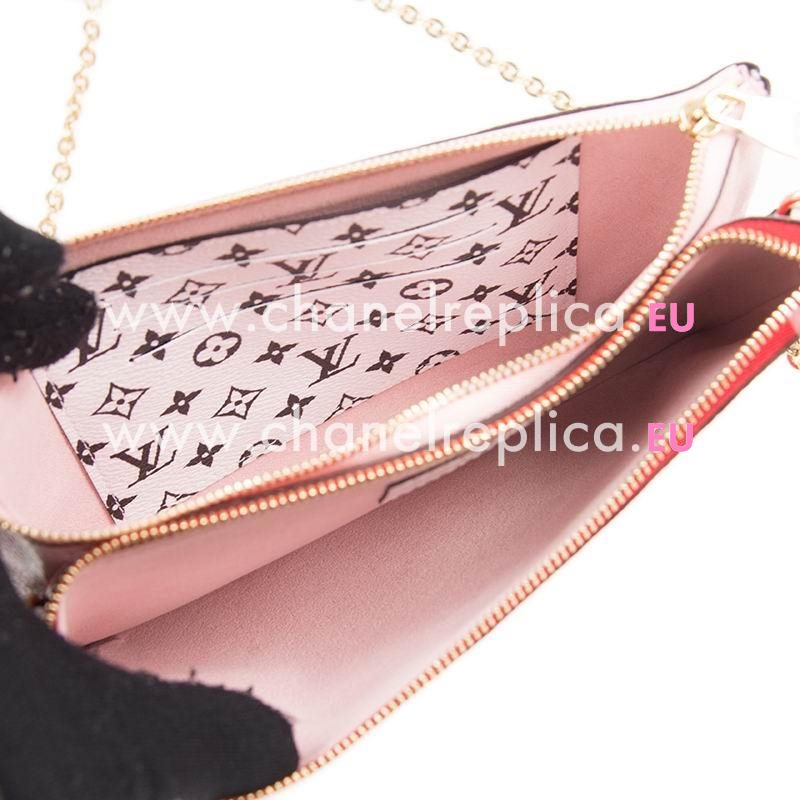 Louis Vuitton Monogram Canvas Pochette Double Zip Red Pink M67561