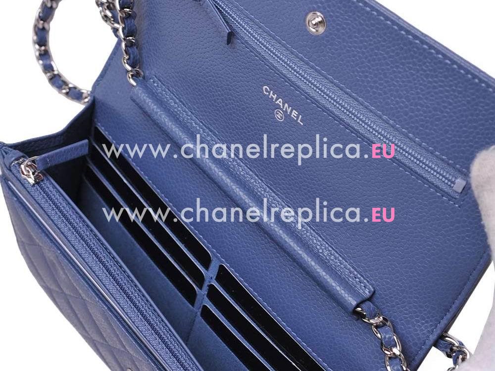 Chanel Lambskin Silver Chain Woc Bag Blue A33814BL