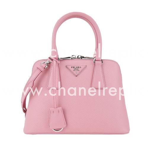 Prada Lux Saffiano Classic Triangle Logo Cowhide Handle/Shoulder Bag Pink PR61017008