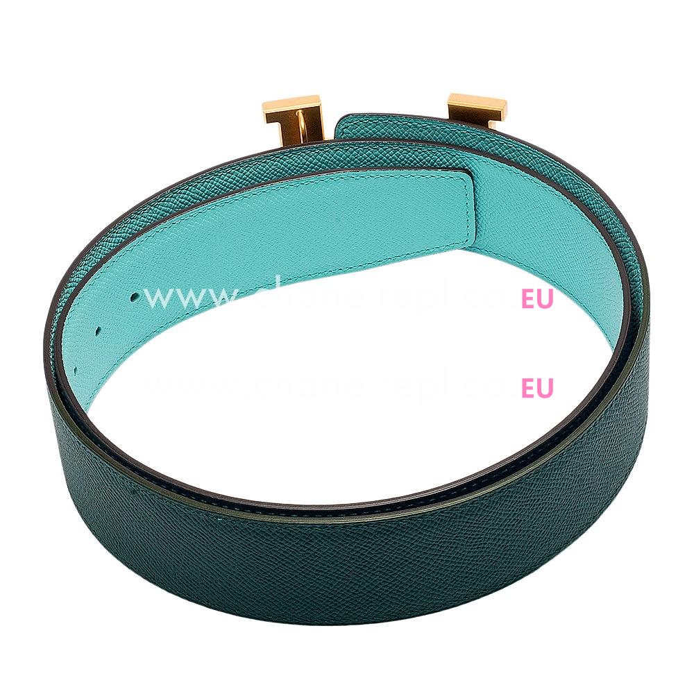 Hermes Gold H Buckle Turkey Blue-Light Blue Epsom Two-sided Belt H052000