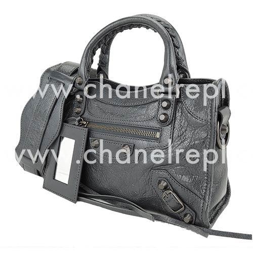 Balenciage City Lambskin Aged Brass hardware Classic Mini Bag Deep Gray B2055037