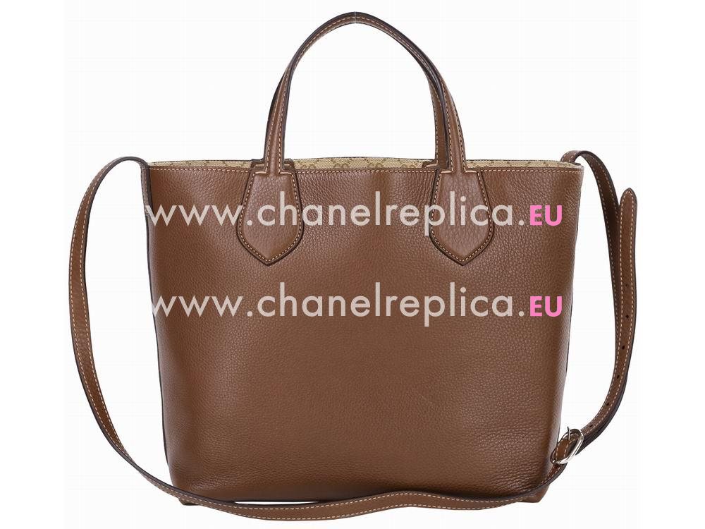 Gucci Ramble Calfskin Weaving Two Sided Tote Bag In Coffee G596771