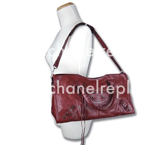 Balenciage Part Time Lambskin Aged Brass hardware Bag Burgundy B2055077