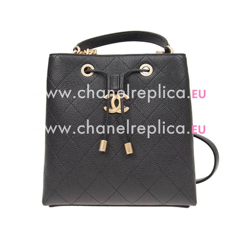 Chanel Black Caviar Leather Bucket Bag Gold Hardware AS0310CBLKGP
