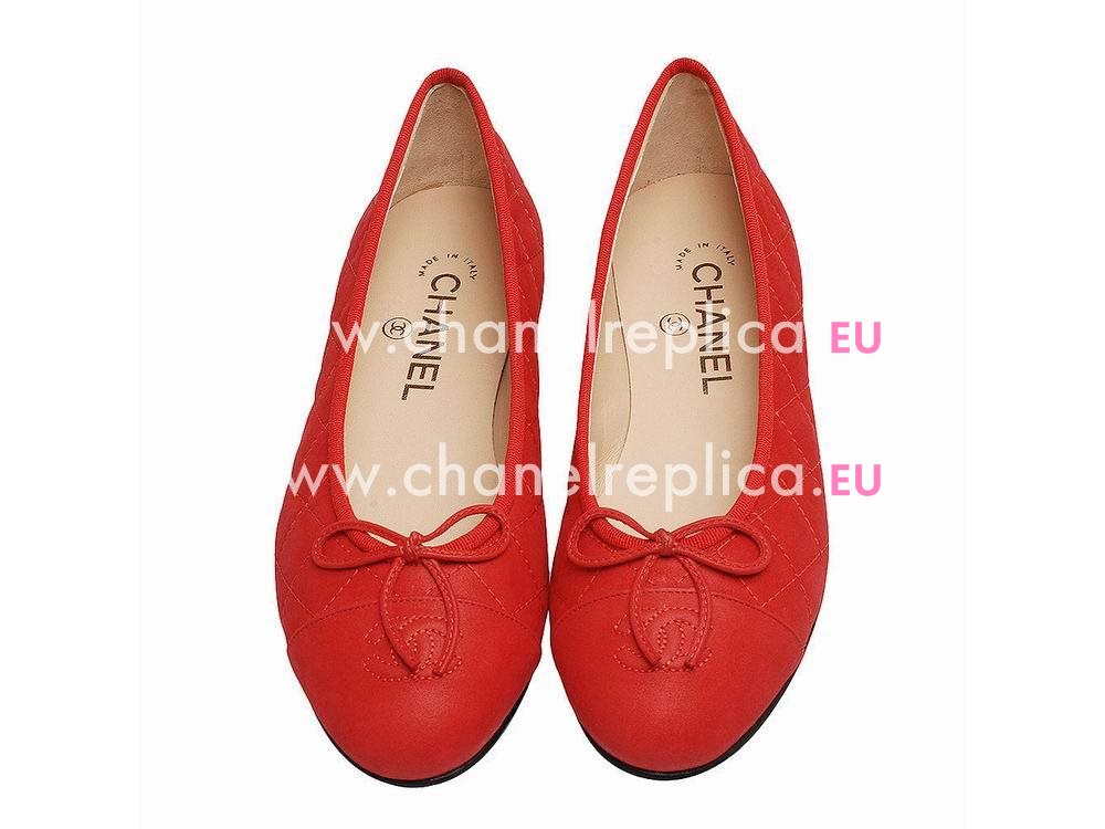 Chanel Double CC Lambskin Cambon Bowknot Shoes Red G56347