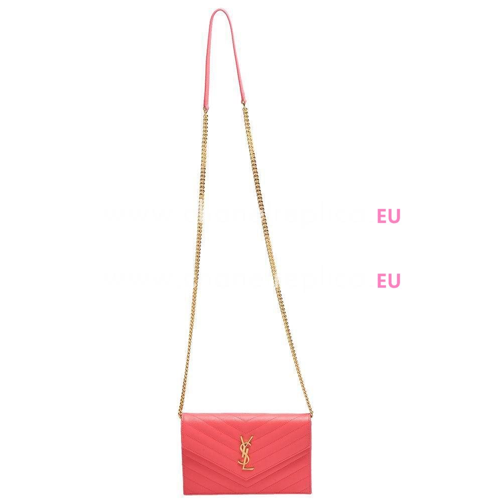 YSL Saint Laurent Monogram YSL Logo Caviar Calfskin Bag Royal Peach Pink Y6113010