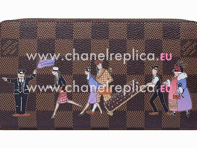 Louis Vuitton Damier Ebene Canvas Zippy Wallet Illustre N63004