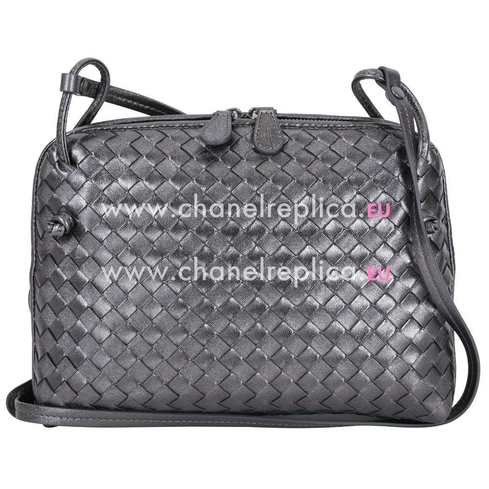 Bottega Veneta Crossbody Nappa Woven Shouldbag Gray Silvery B6110408