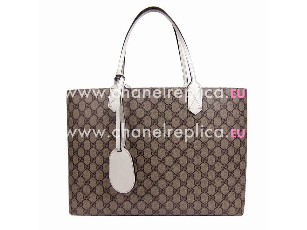 Gucci Calfskin Two Sided Tote Bag In Khaki White G3685689