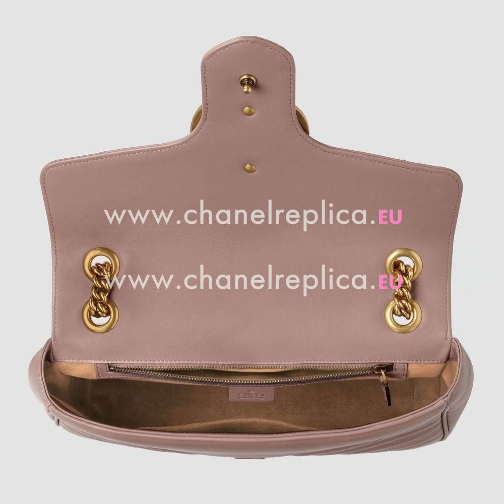 Gucci Marmont Matelasse Chevron Shoulder Bag Brown Pink Style 443496 DRW3T 5729