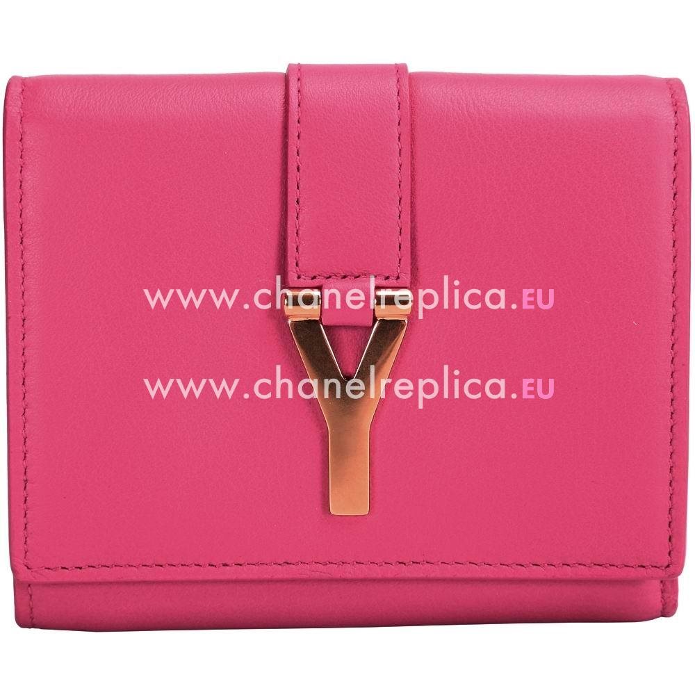 YSL Saint Laurent Paris Calfskin Y Wallets In Peach Red YSL5262548