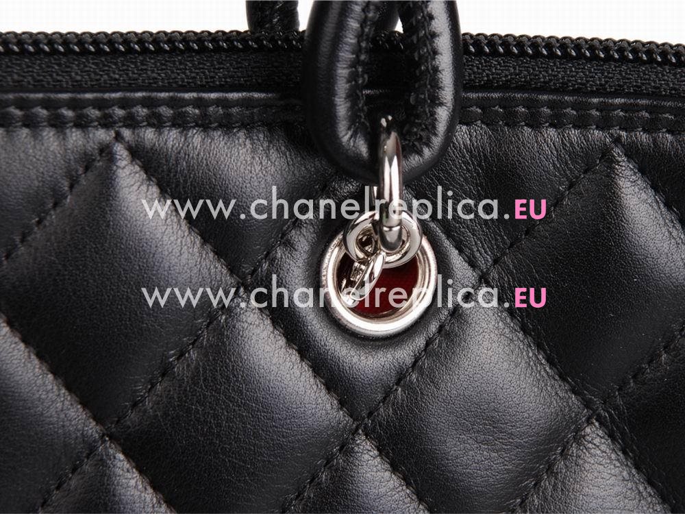 Chanel Lambskin Cambon Tote Bag Black(White CC) A28126B