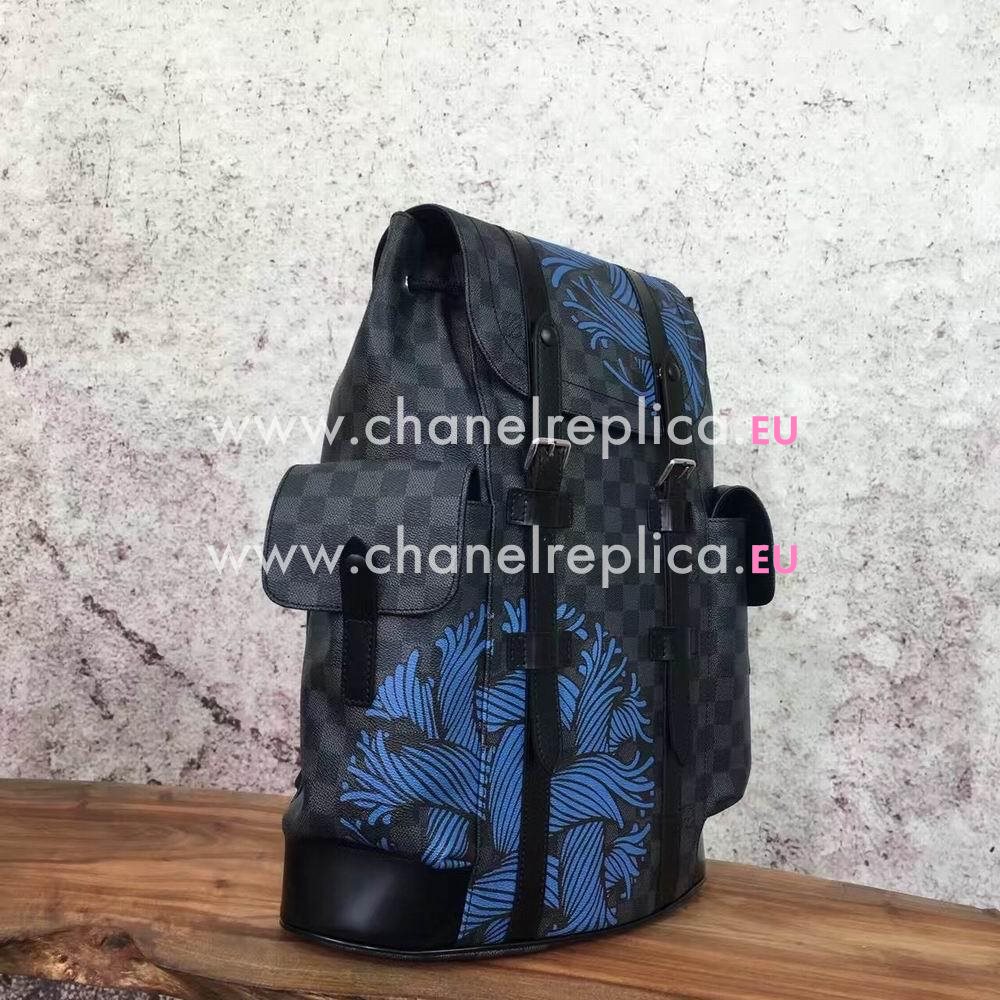 Louis Vuitton Damier Graphite canvas body Cowhide leather trim Blue N41340