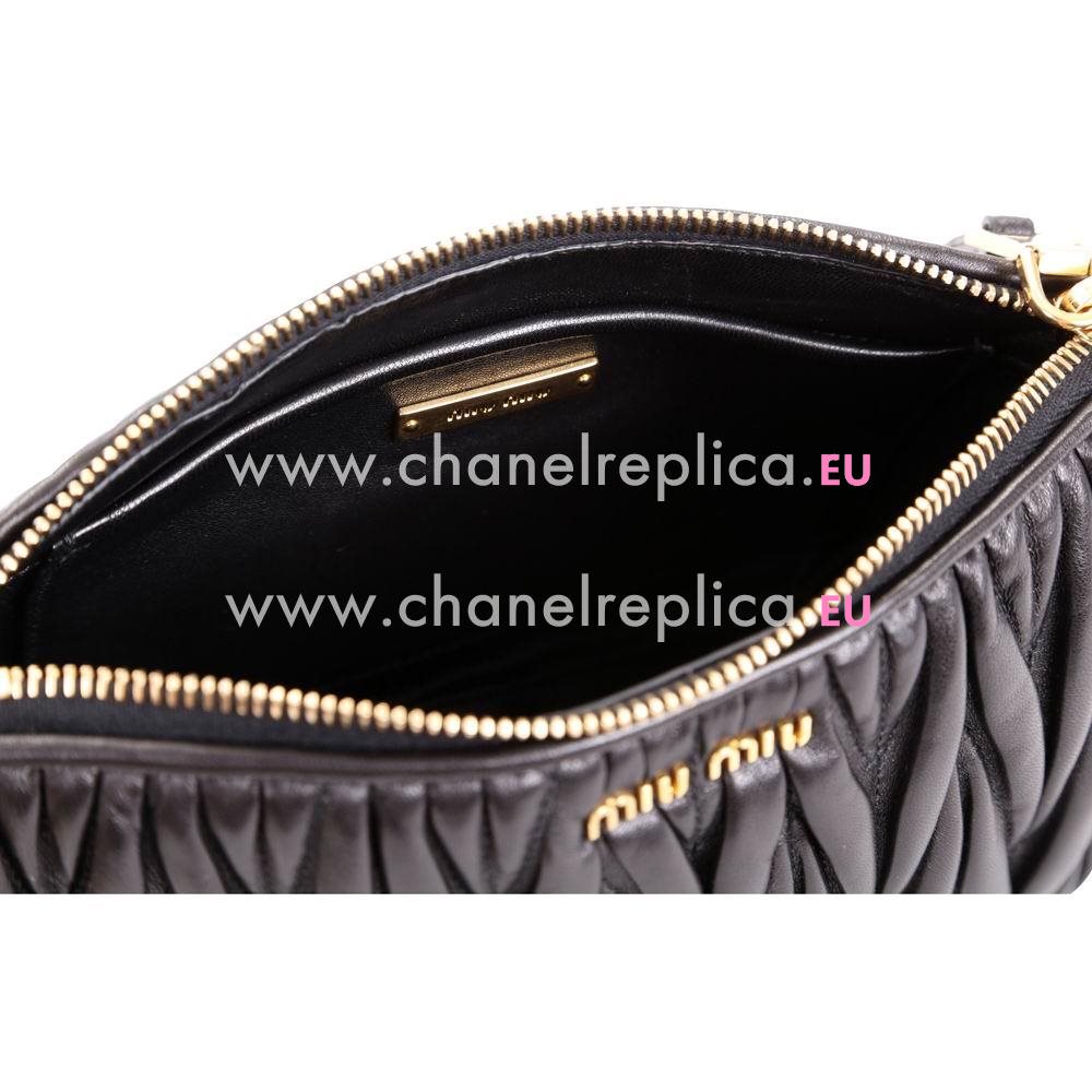 Miu Miu Matelasse Wrinkle Nappa Chain Hand/Shoulder Bag In Black M7042610