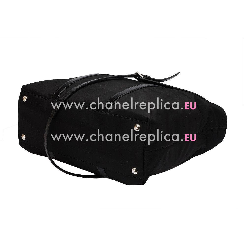 Prada Teaauto Vitel Classic Triangle Logo Nylon Handle/Shoulder Bag Black PR61018026