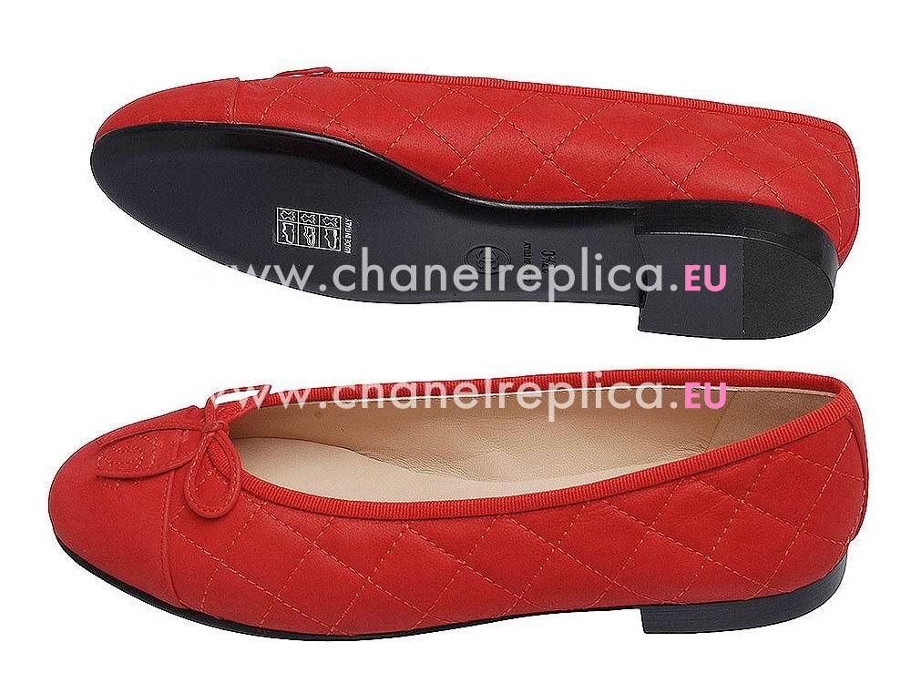 Chanel Double CC Lambskin Cambon Bowknot Shoes Red G56347