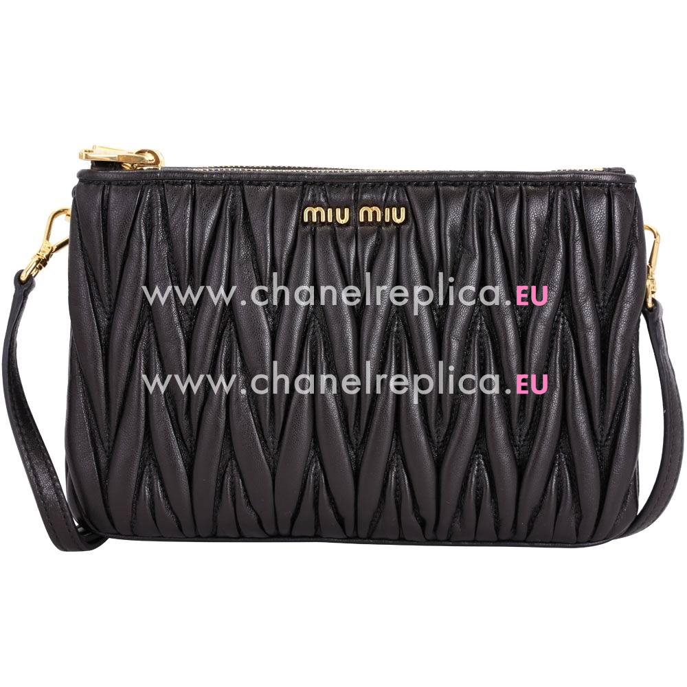 Miu Miu Matelasse Wrinkle Nappa Shoulder Bag Black M7042612
