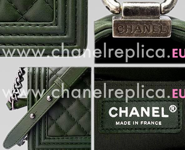 Chanel Medium Lambskin Boy Bag DarkGreen(Antique-Silver) A44576