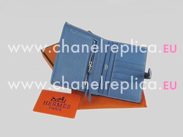 Hermes Classic Clemence Leather Purse Medium Blue H0006C