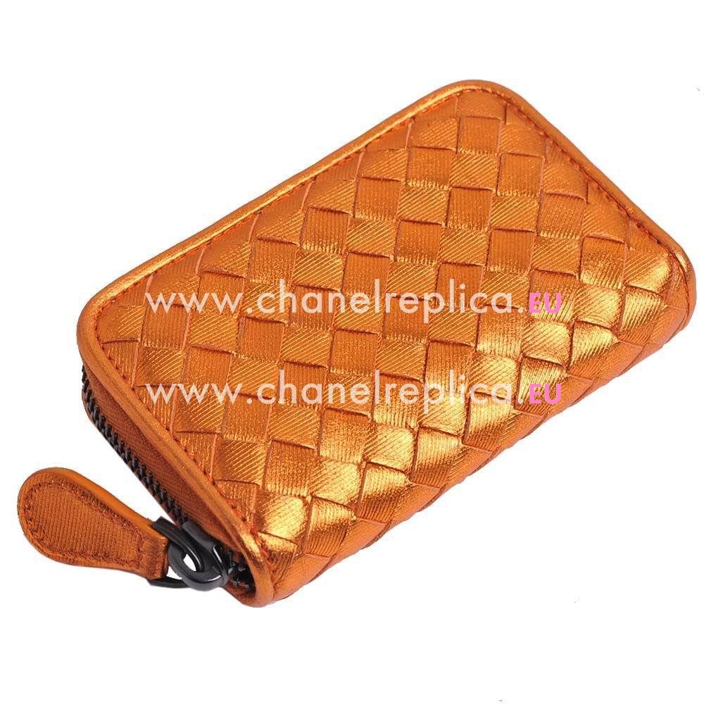 Bottega Veneta Classic Weave Nappa Wallet In Orange Gold BV6112904
