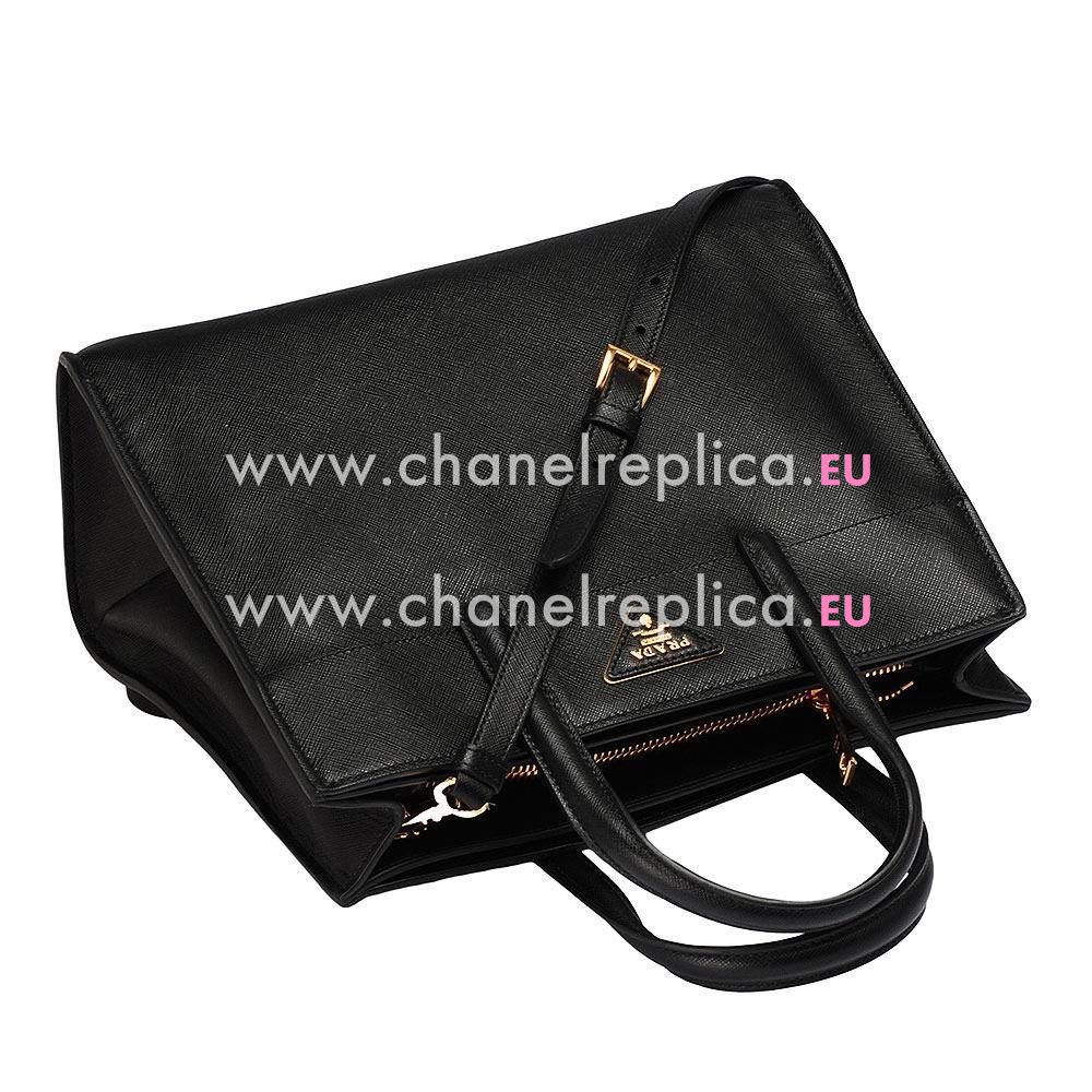 Prada Soft Saffiano Triangle Logo Cowhide Bag Black PR588124