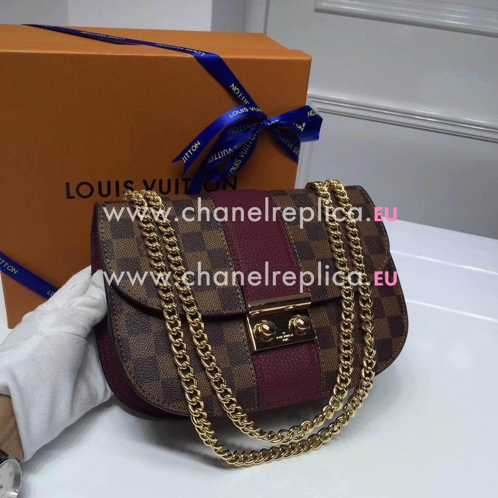 Louis Vuitton Wight Coated Damier Ebene Canvas Gold Chain Bag N64420