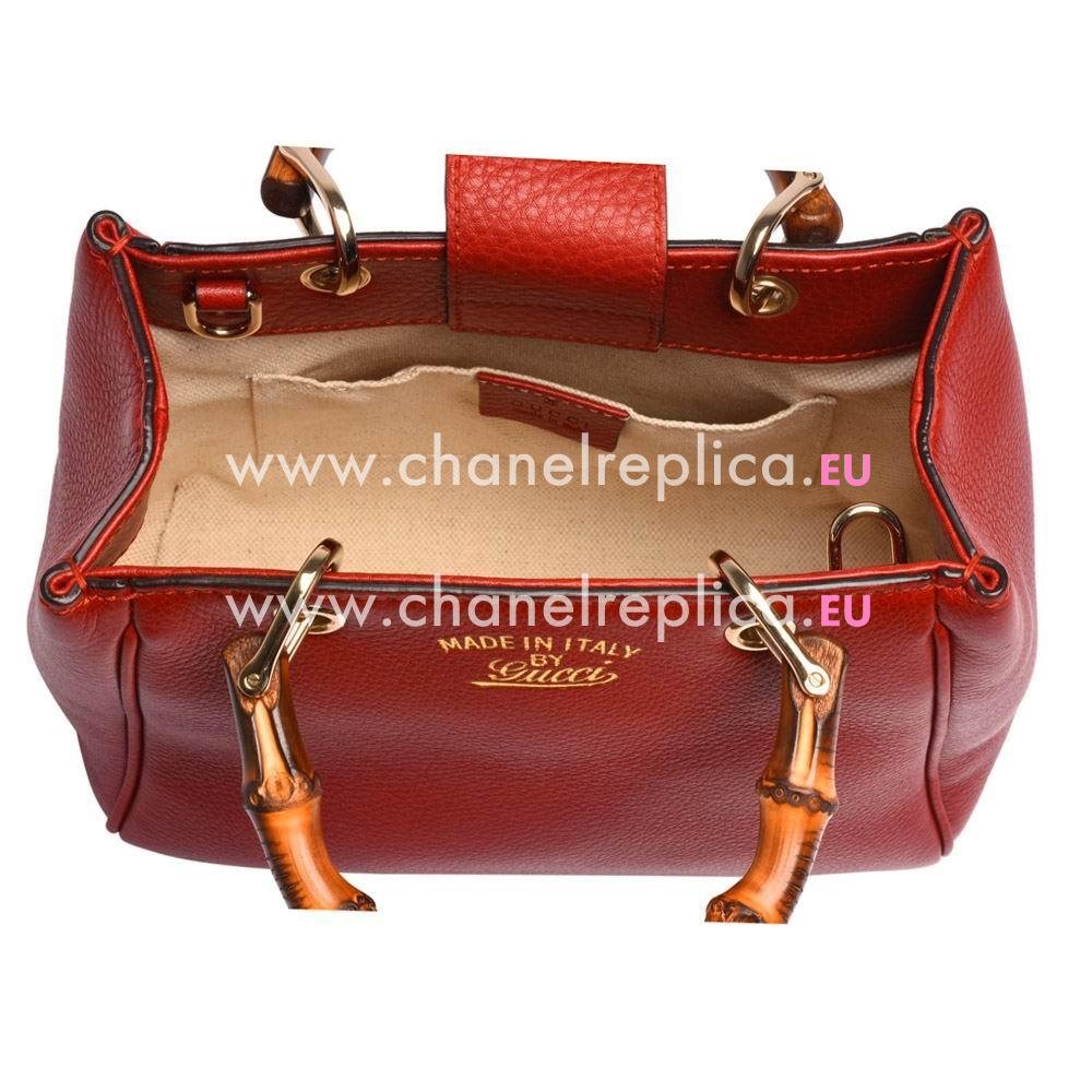 Gucci Bamboo Calfskin Handle Bag In Red G59640