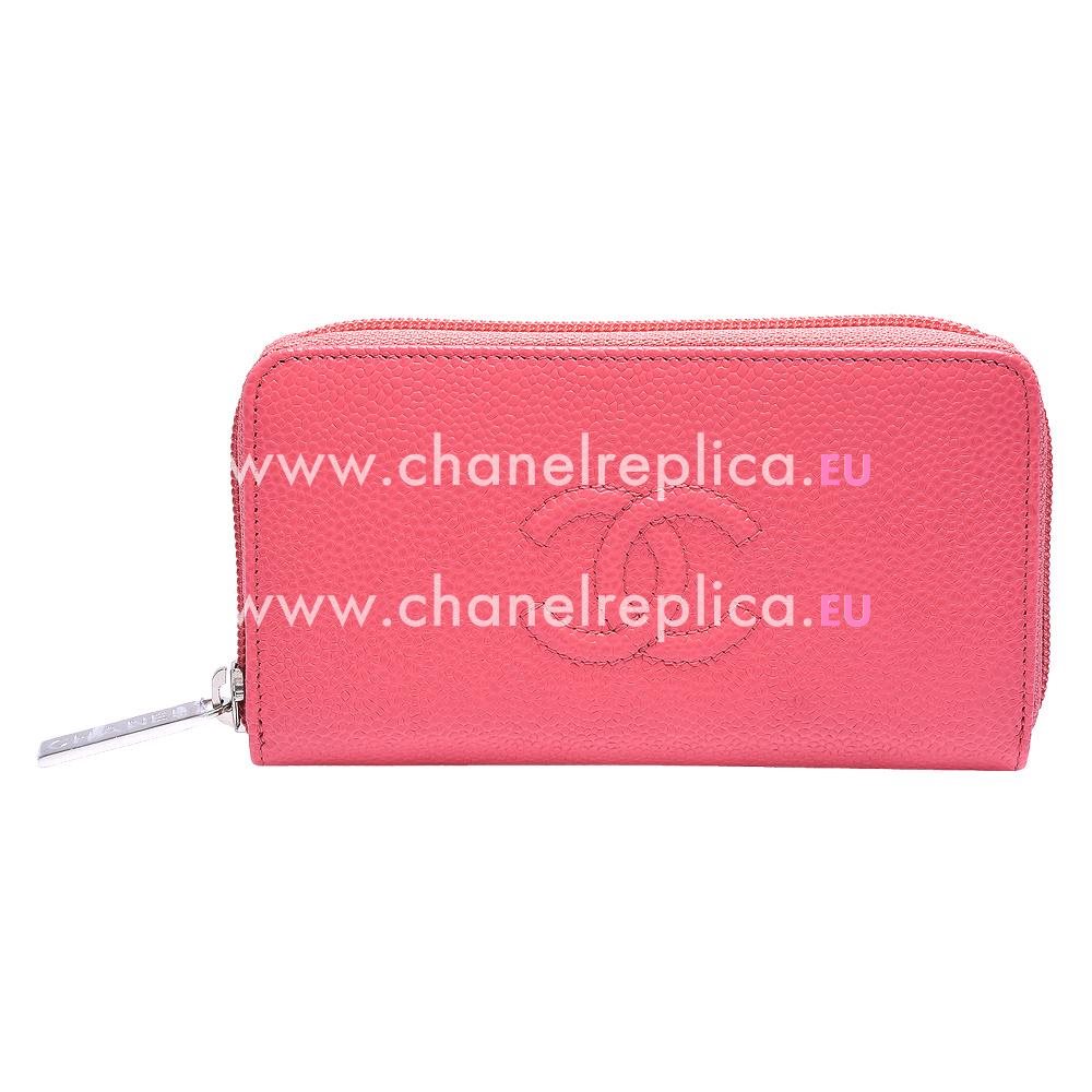 Chanel Caviar Leather CC Logo Wallet Pink C664015