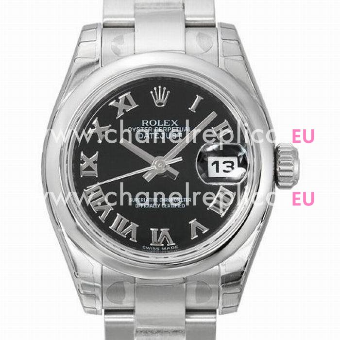 Rolex Datejust Automatic 26mm Stainless Steel Ladys Watch Black R179160-3