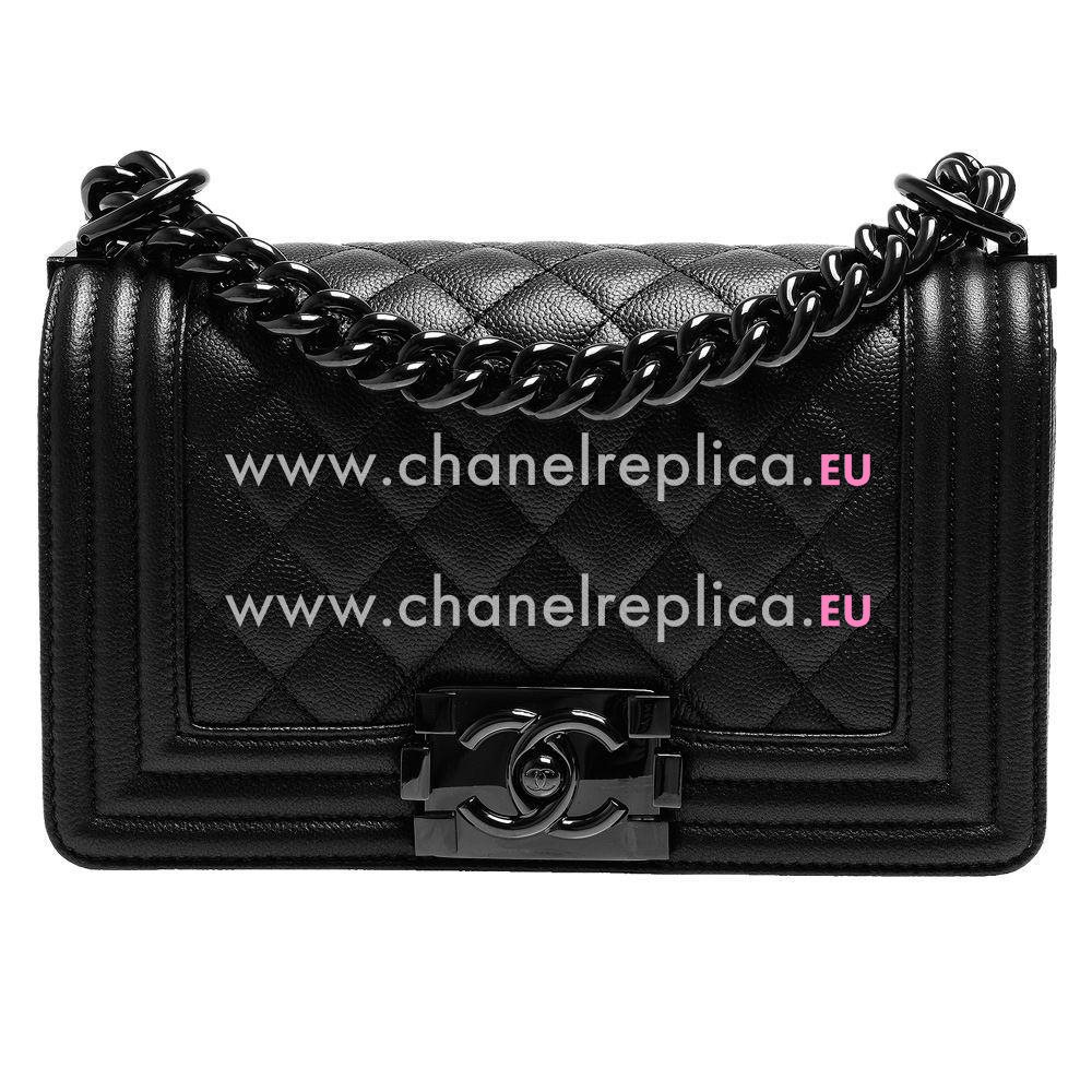 Chanel Caviar Shiny Black Hardware Mini Boy Shoulderbag Black A549D92
