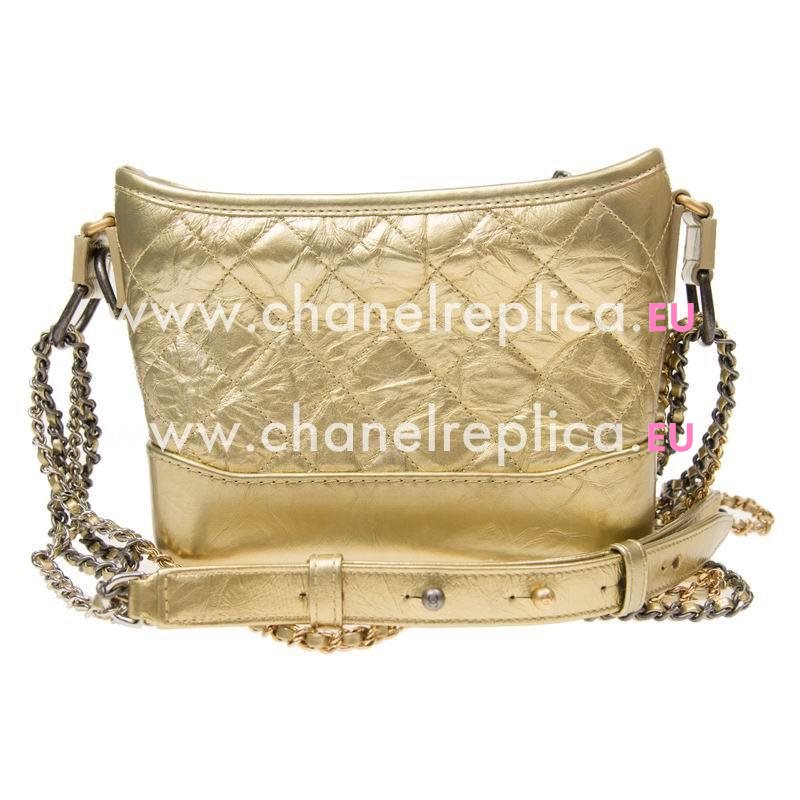 Chanel Calfskin Gabrielle Two-Tone Hobo Crossbody Bag Gold Color A91810GOLDGP