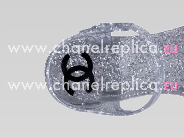 2013 Chanel Double C Camellia Strappy Sandals Silver A41999