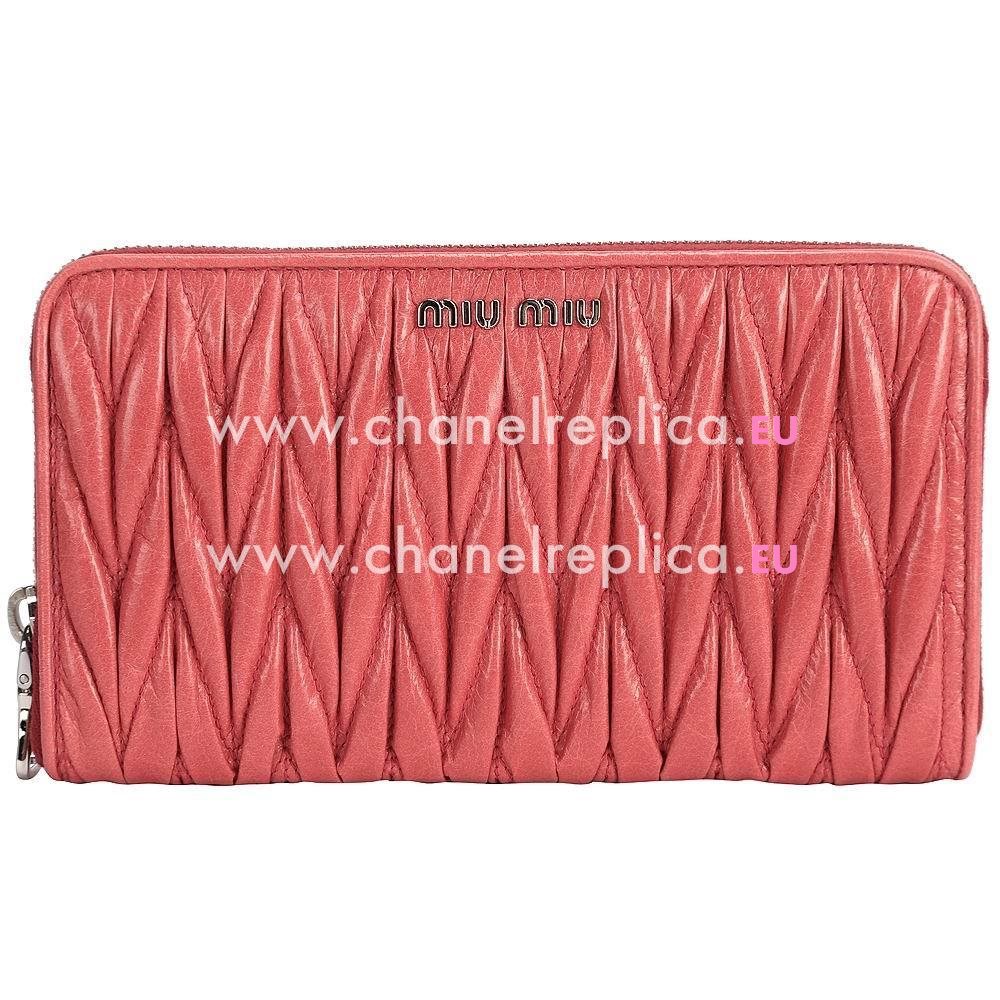Miu Miu Matelassé Nappa Wallet In Pink MM5111331