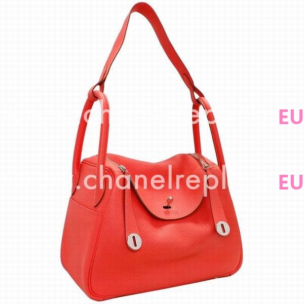 Hermes Lindy 30 Strawberry Red Clemence Bag Palladium Hardware HL293B1
