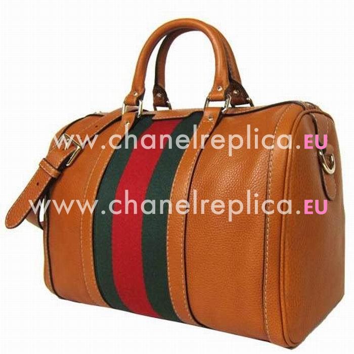 Gucci Vintage Web Calfskin Boston Bag In Brown G5355248
