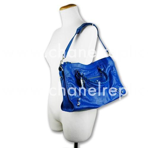 Balenciage City Lambskin Silvery hardware Classic Bag Sapphire Blue B2055003