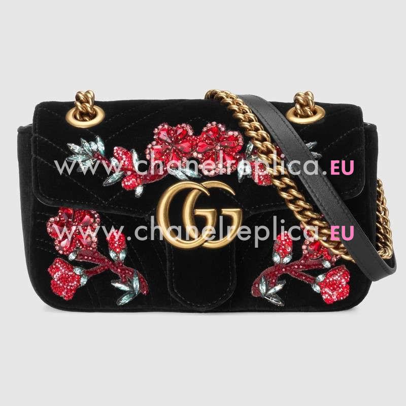 Gucci GG Marmont embroidered velvet mini bag 446744 K4DTT 1093