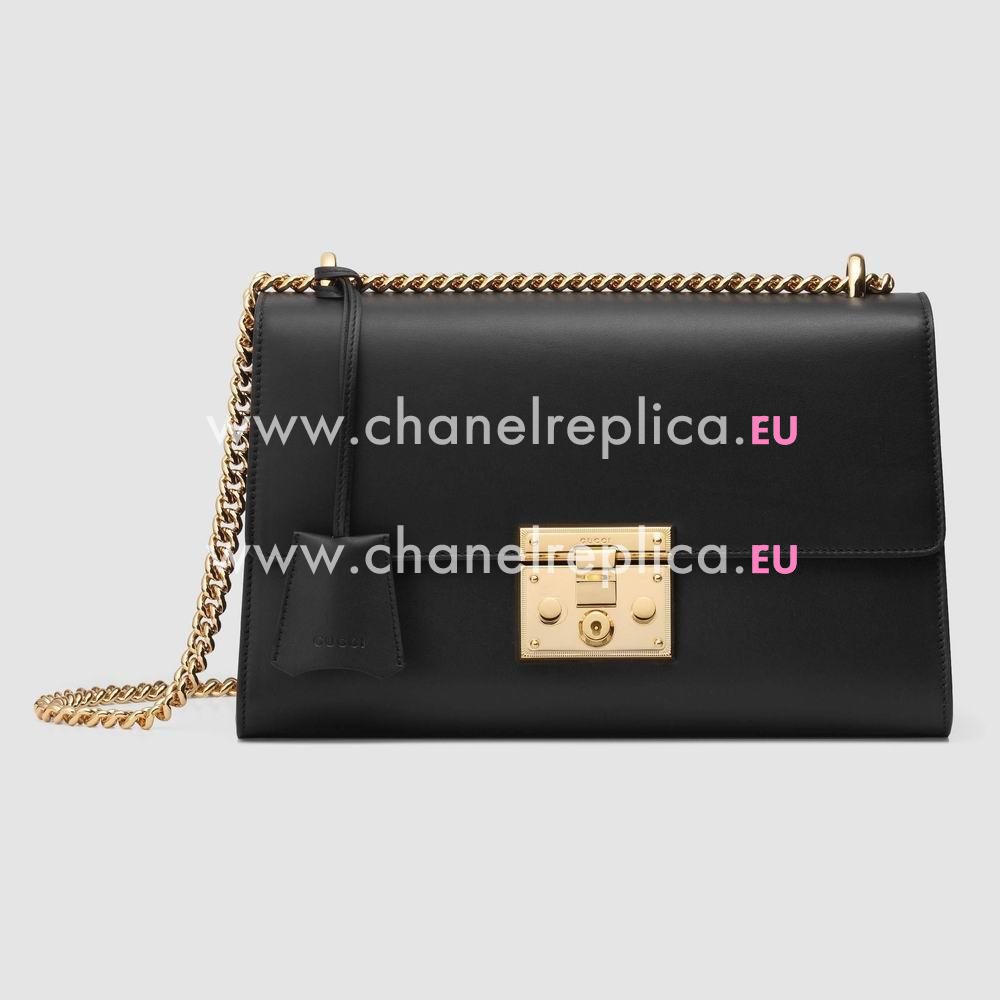 Gucci Padlock Leather Shoulder Bag Black G409486 AP00G