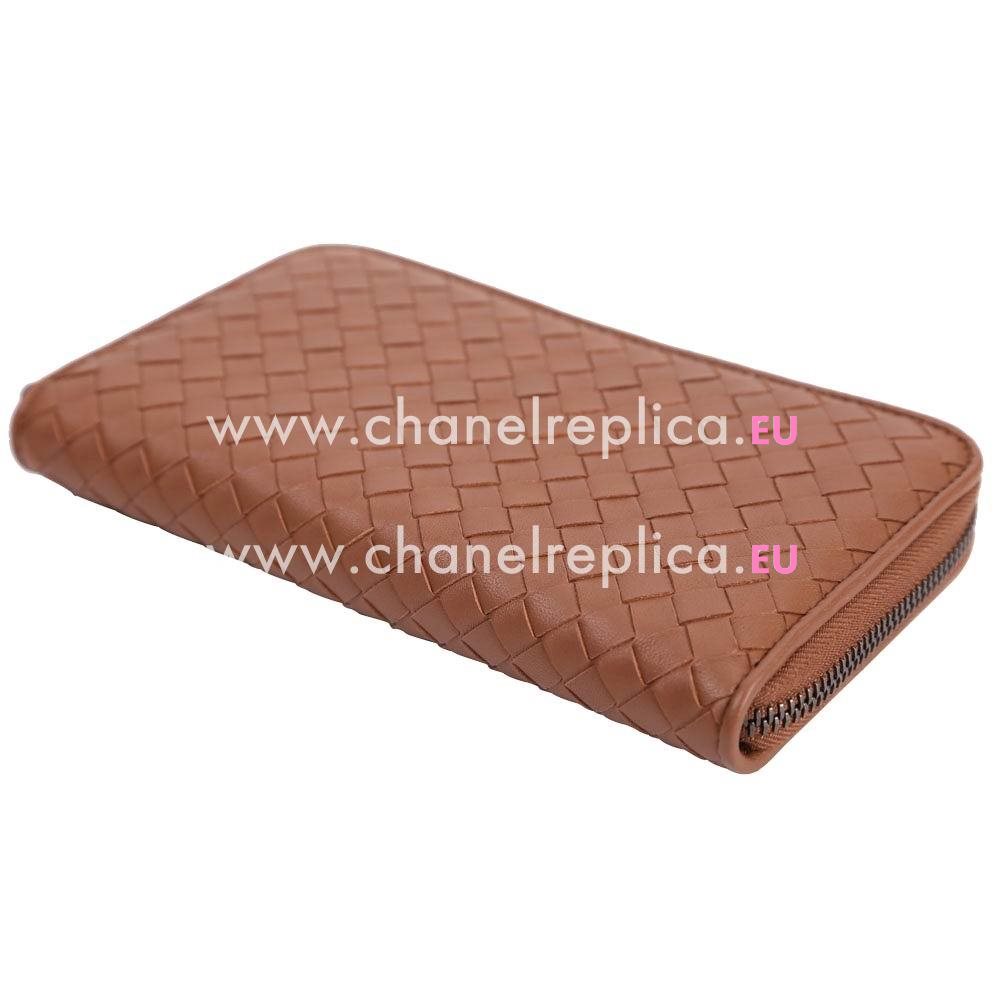 Bottega Veneta Classic Weave Nappa Wallet In Caramel Brown B6110727