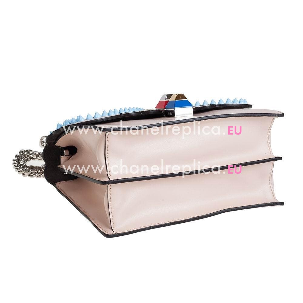 Fendi Kan I Butterfly Calfskin Silvery Chain shoulder Bag Pink Orange F7071909