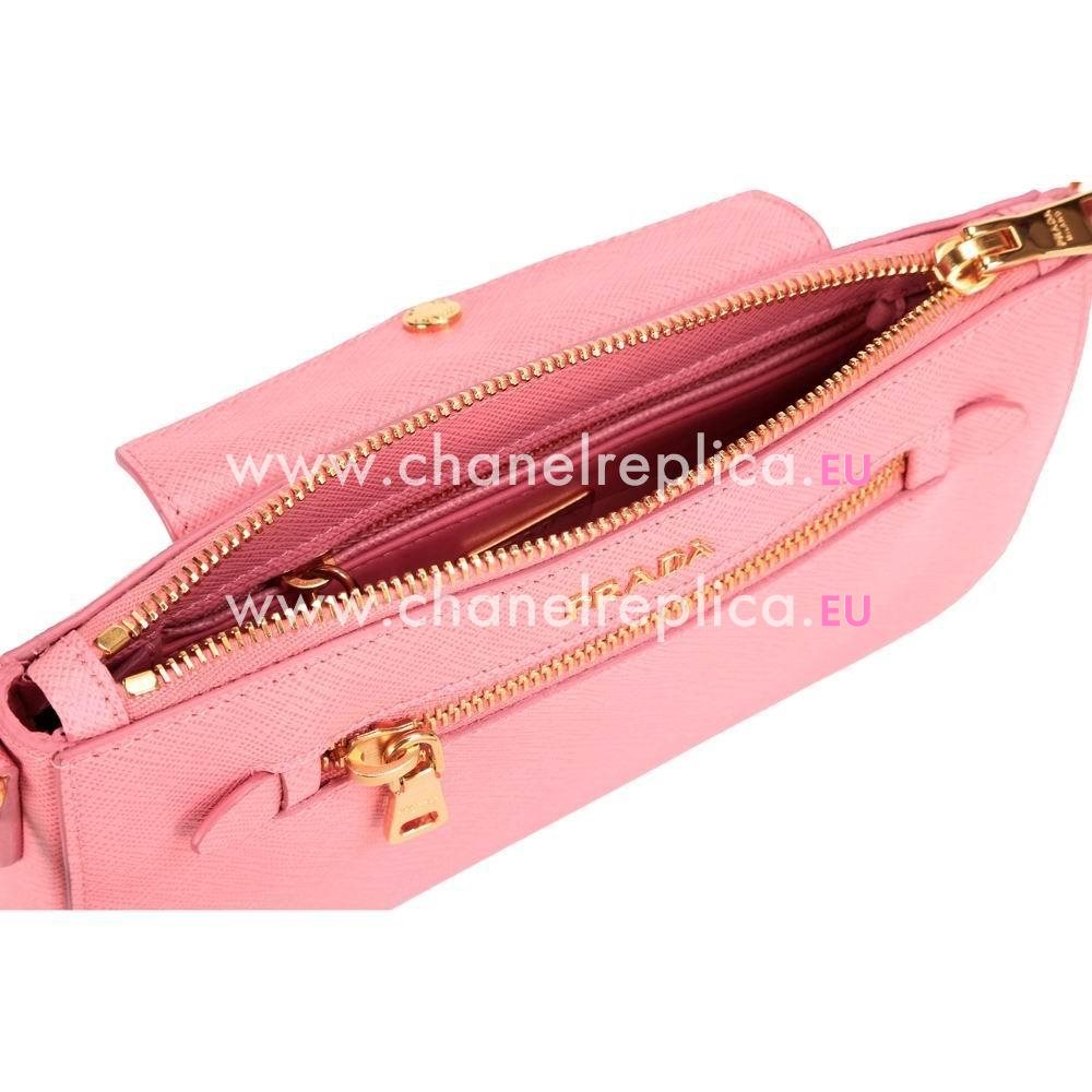 Prada Saffiano Metal Embossment Logo Cowhide Should/Handle bag In Pink PR5379647