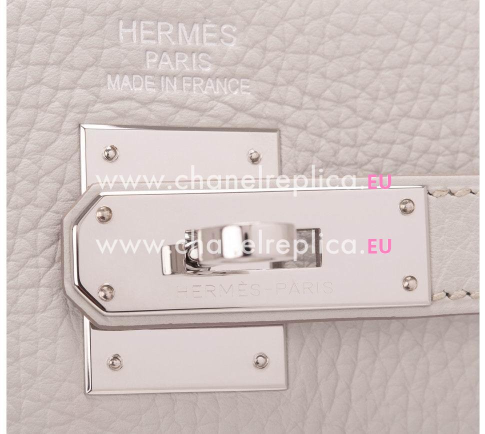 Hermes Gris Perle Kelly 35cm of Clemence Leather With Palladium Hardware HK1035BSD