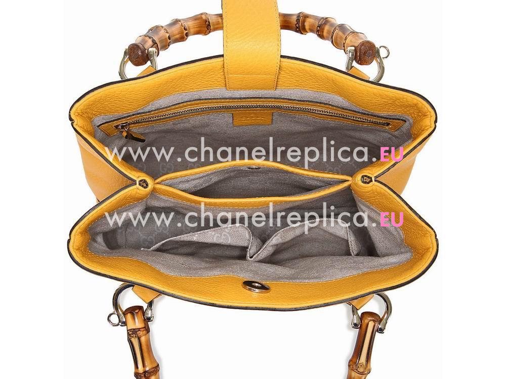 Gucci Bamboo Calfskin Handle Bag In Yellow G308360