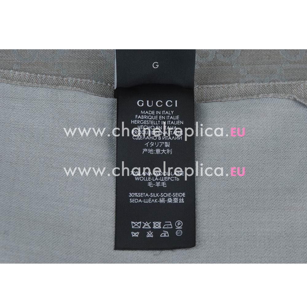 Gucci Classic GG Logo Wool Scarf Gray G6111013