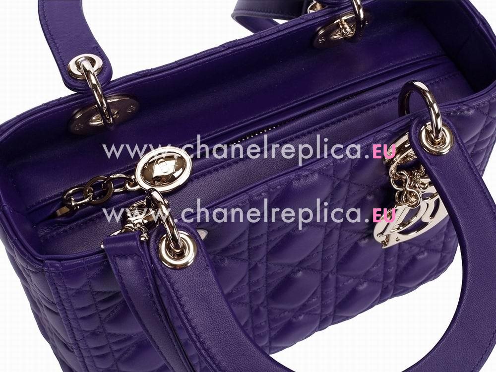 Dior Lady Dior Lambskin Leather Bag Purple D2899