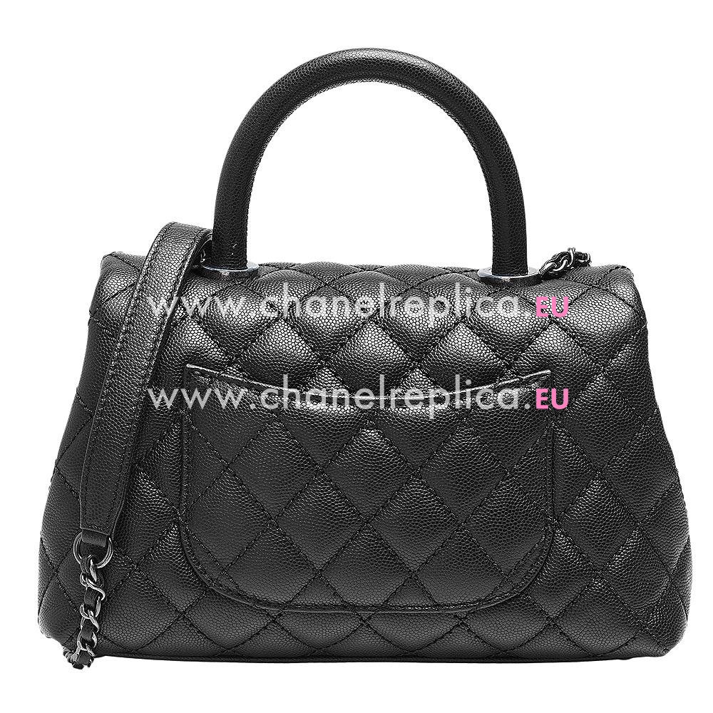 Chanel Coco Handle Caviar Anti-silver Chain Trapezoid Shoudbag Black A2119C6