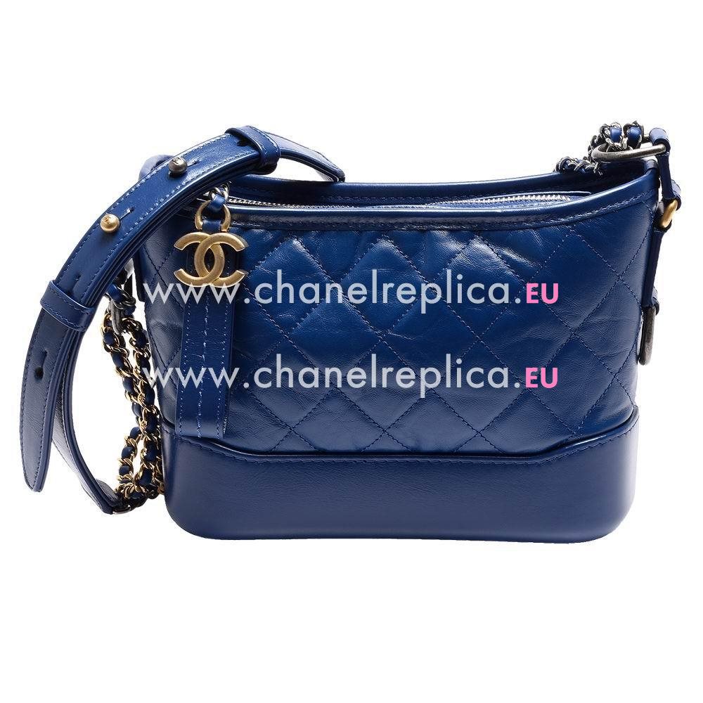 Chanel Calfskin Gabrielle Two-Tone Hobo Crossbody Bag Marine Blue A91810XSXLT
