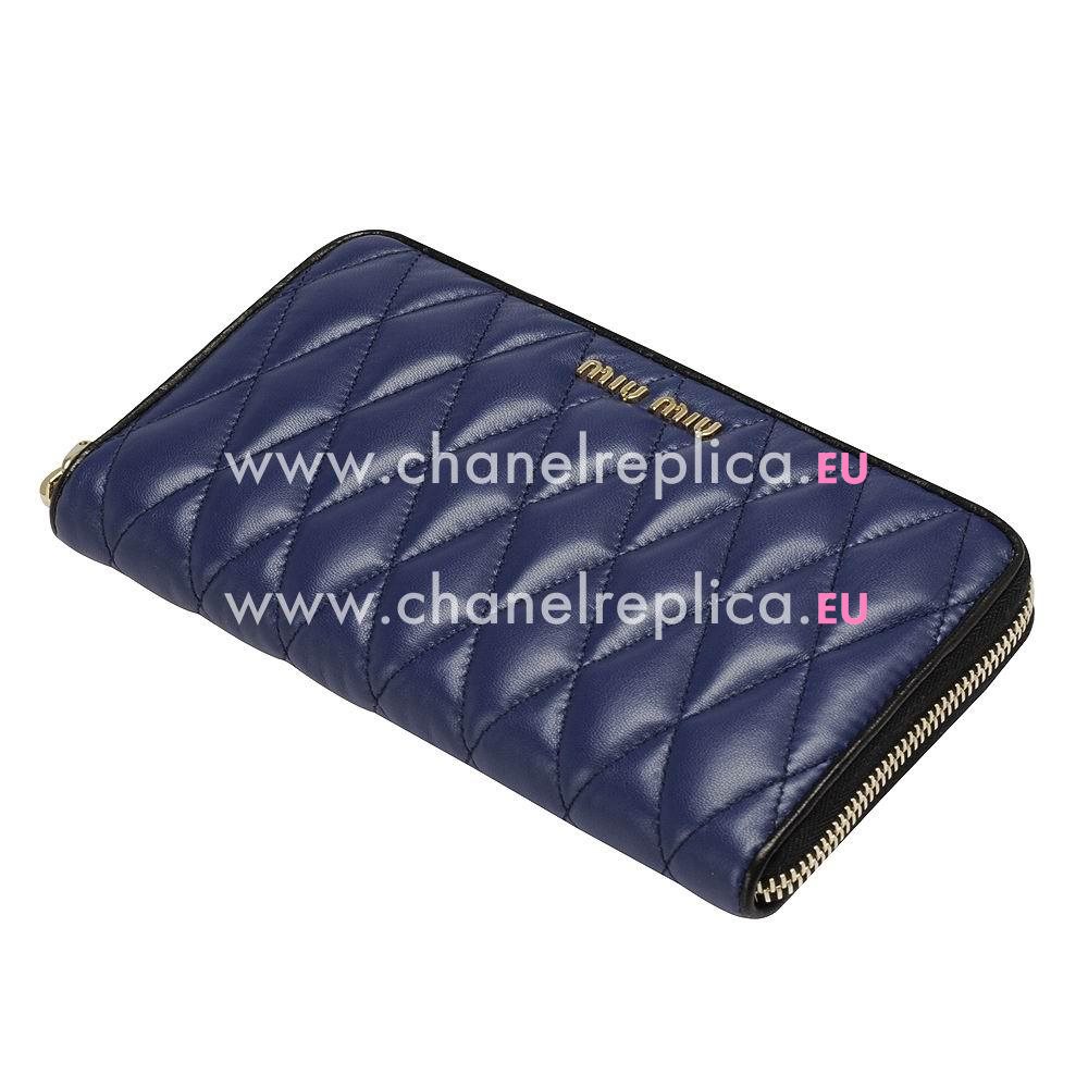 Miu Miu Matelassé Nappa Wallet In Blue MM5199163